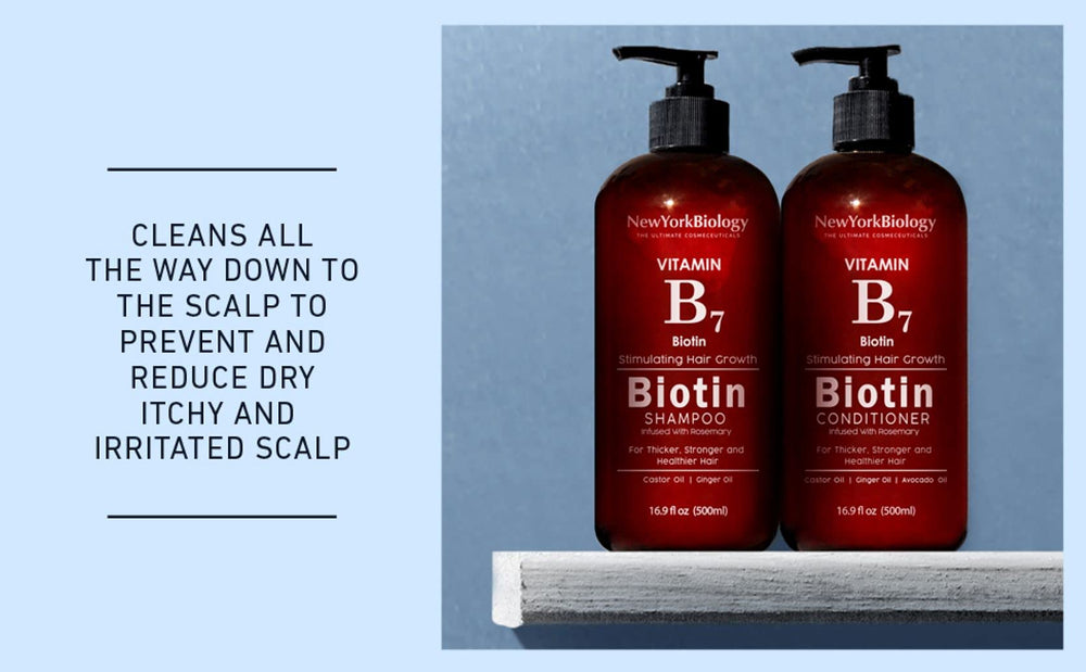 New York Biology Biotina shampoo anti caspa para cuero cabelludo calmado