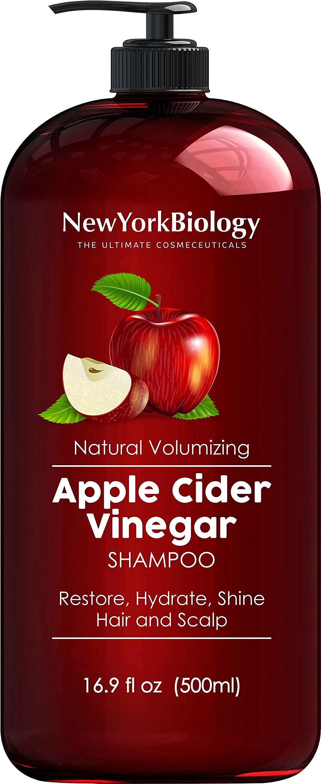 Champú de vinagre de manzana NEW YORK BIOLOGY, botella clara para brillo