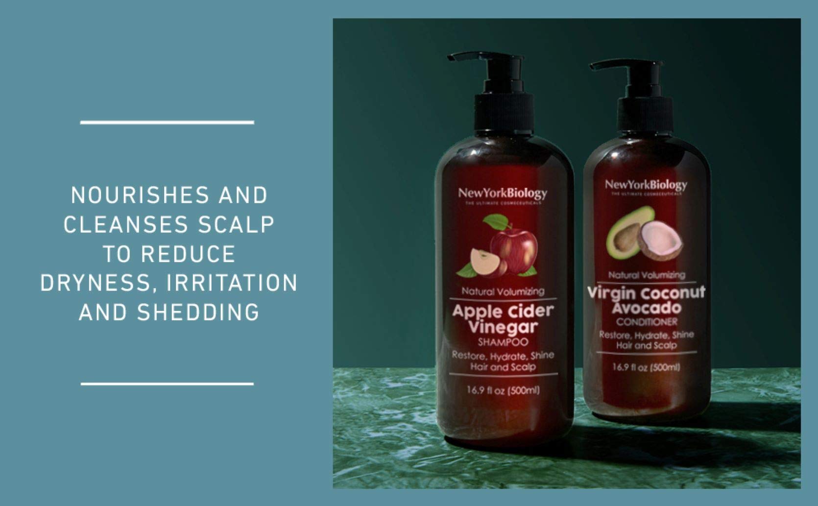 Textura ligera del Champú de vinagre de manzana NEW YORK BIOLOGY