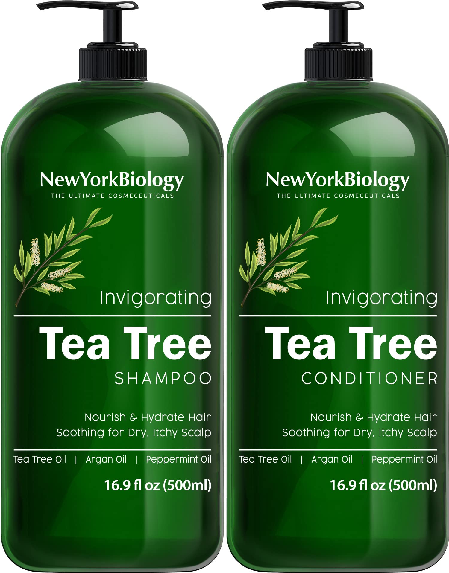 New York Biology Shampoing arbre à thé, bouteille prête à l'emploi, clarifie et apaise le cuir chevelu.