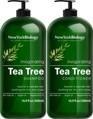 New York Biology Shampoing arbre à thé, bouteille prête à l'emploi, clarifie et apaise le cuir chevelu.