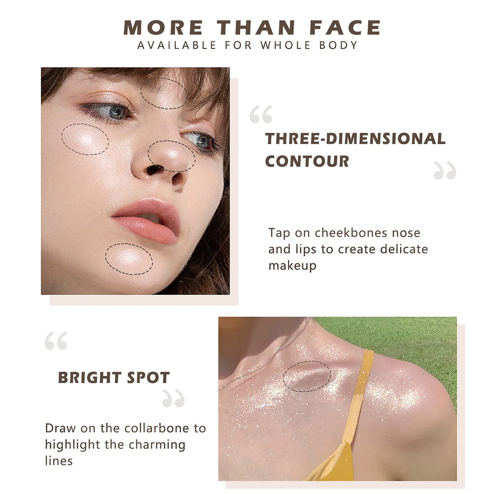 NewBang brillo corporal en áreas clave como cuello y hombros.