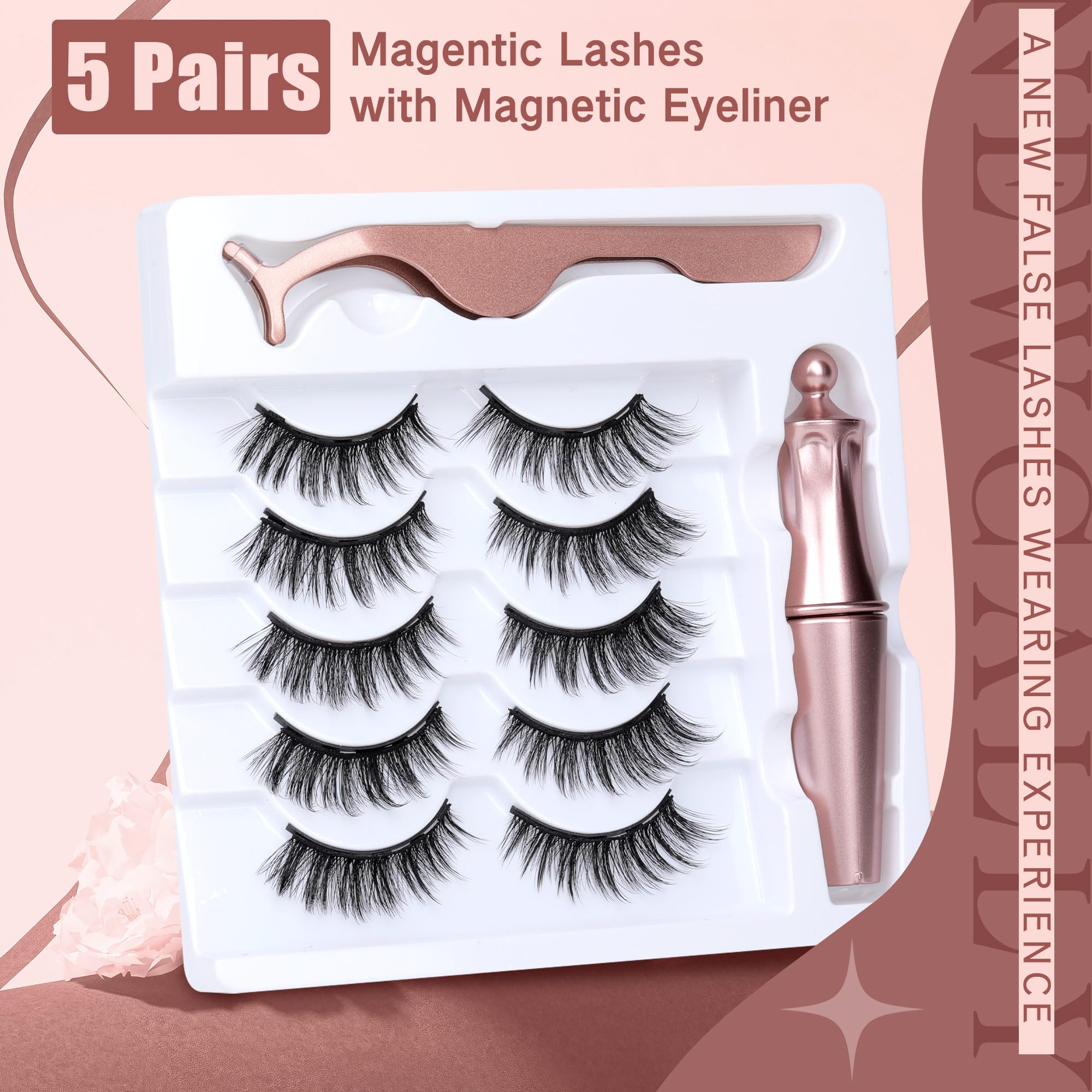 Newcally aplicacion facil pestanas magneticas delineador, sin remover pegamento.