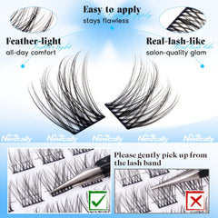 Newcally clusters pestanas c-curly, efecto abertura ojos sin look artificial