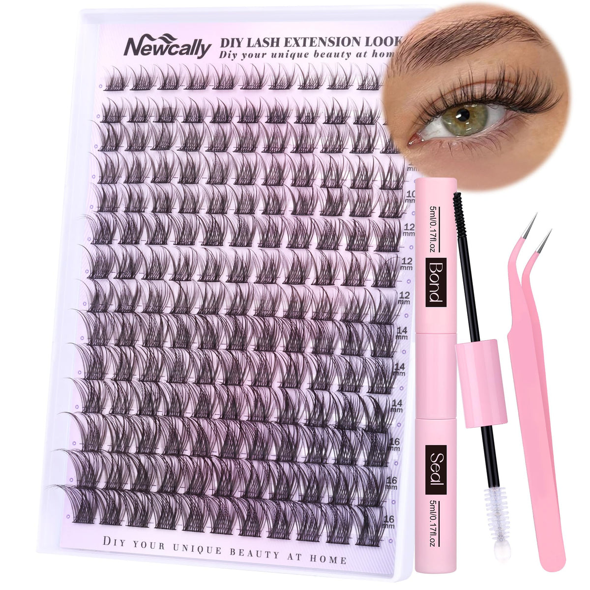 Newcally kit racimos pestañas naturales, volumen suave para la mirada