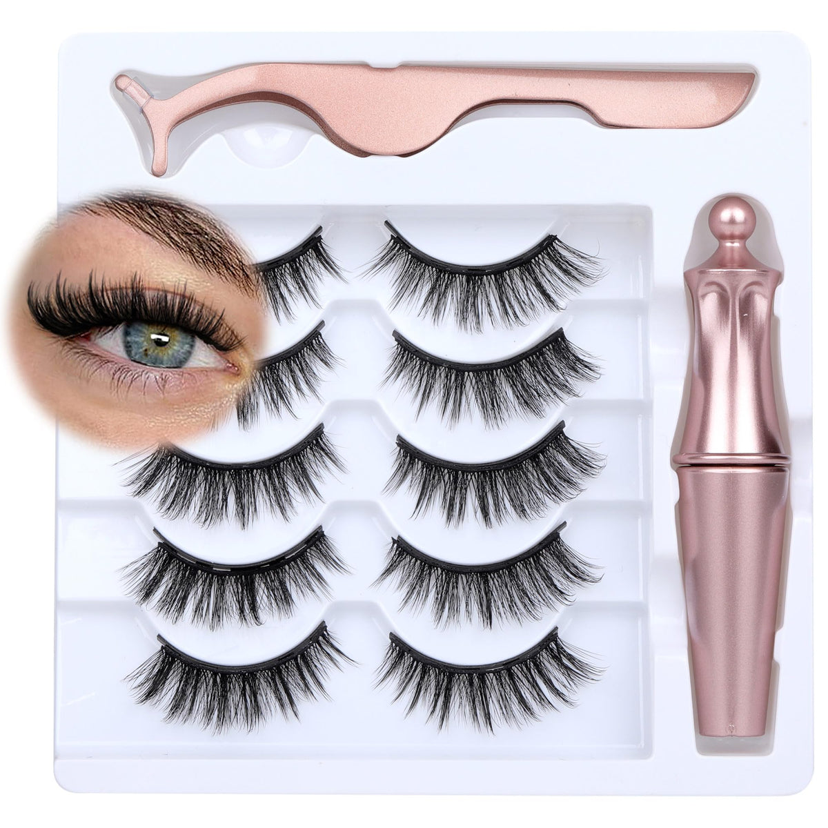 Newcally pestanas magneticas delineador kit, aplicacion rapida sin pegamento para un look natural.