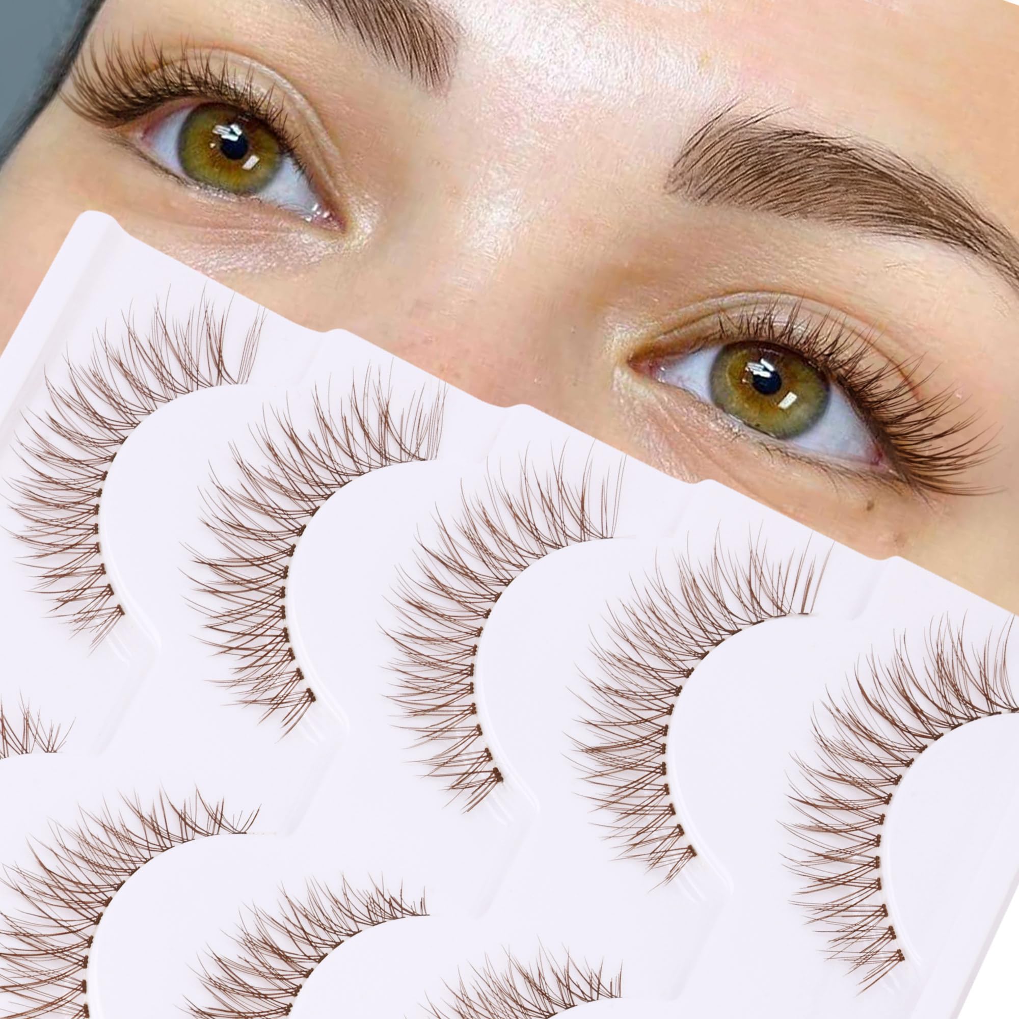 Newcally pestanas marrones con apariencia natural para un acabado suave diario