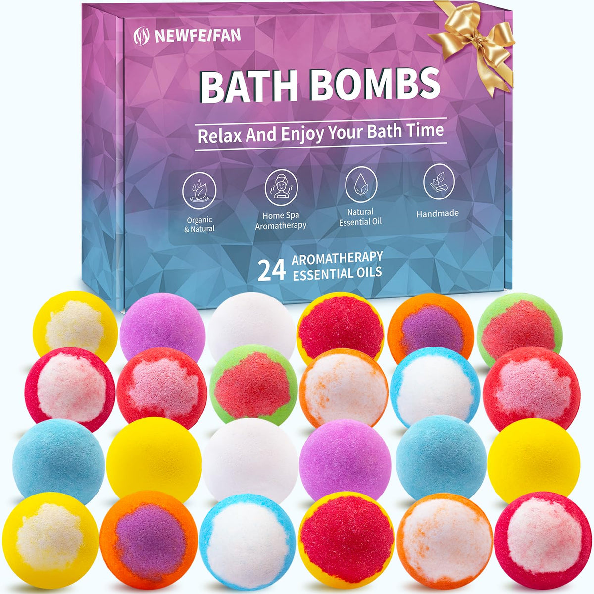 Bombas de baño NEWFEIFAN 24 piezas, regalo ideal para ella y él.