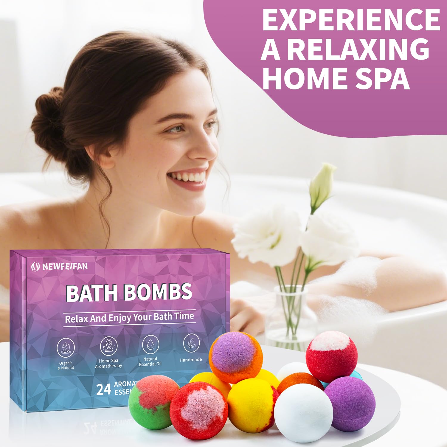 Bomba de baño NEWFEIFAN aromaterapia de lujo para un baño relajante.
