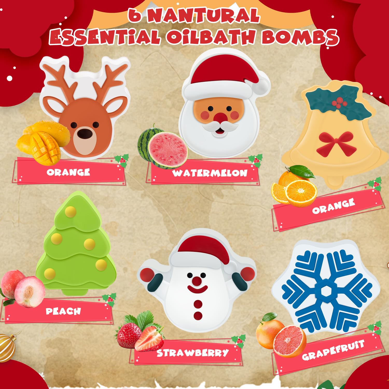 NEWFEIFAN bomba de baño regalo de Navidad, para envolver como detalle