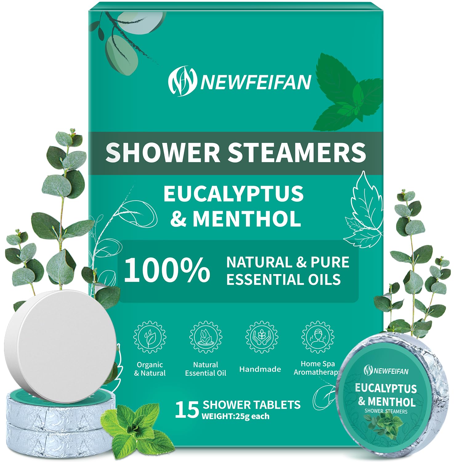 NEWFEIFAN bombas ducha aromaterapia 15 unidades, ideal regalo spa en casa.