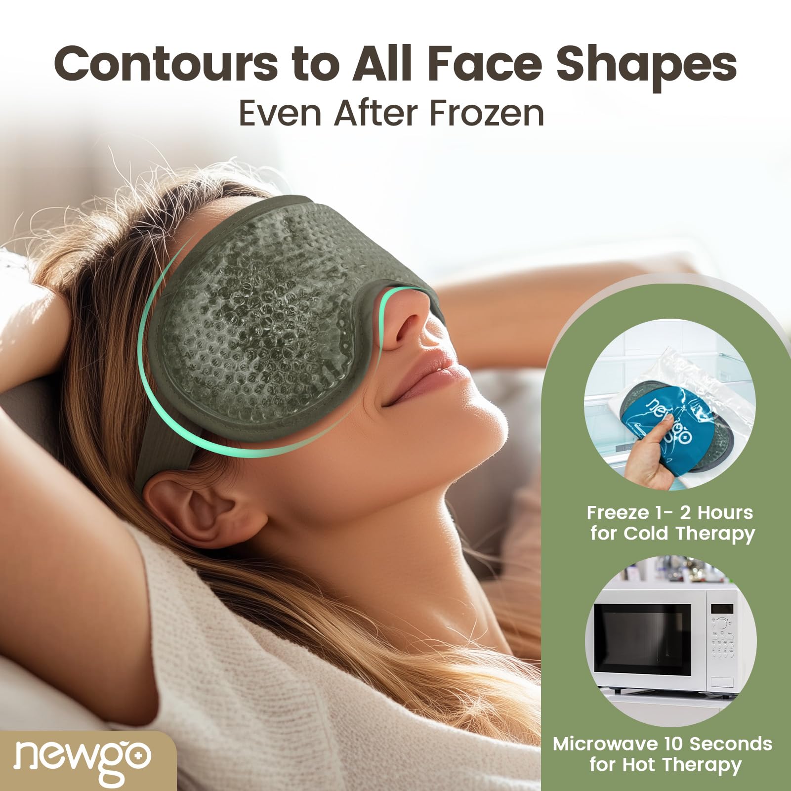 NEWGO máscara para ojos con correa ajustable para uso cómodo.