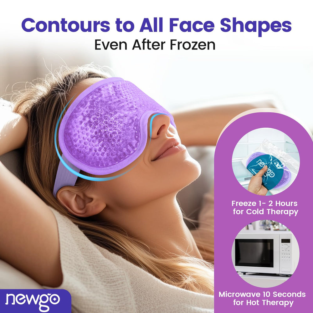 NEWGO mascarilla ocular gel enfriante, correa ajustable para ajuste cómodo al dormir
