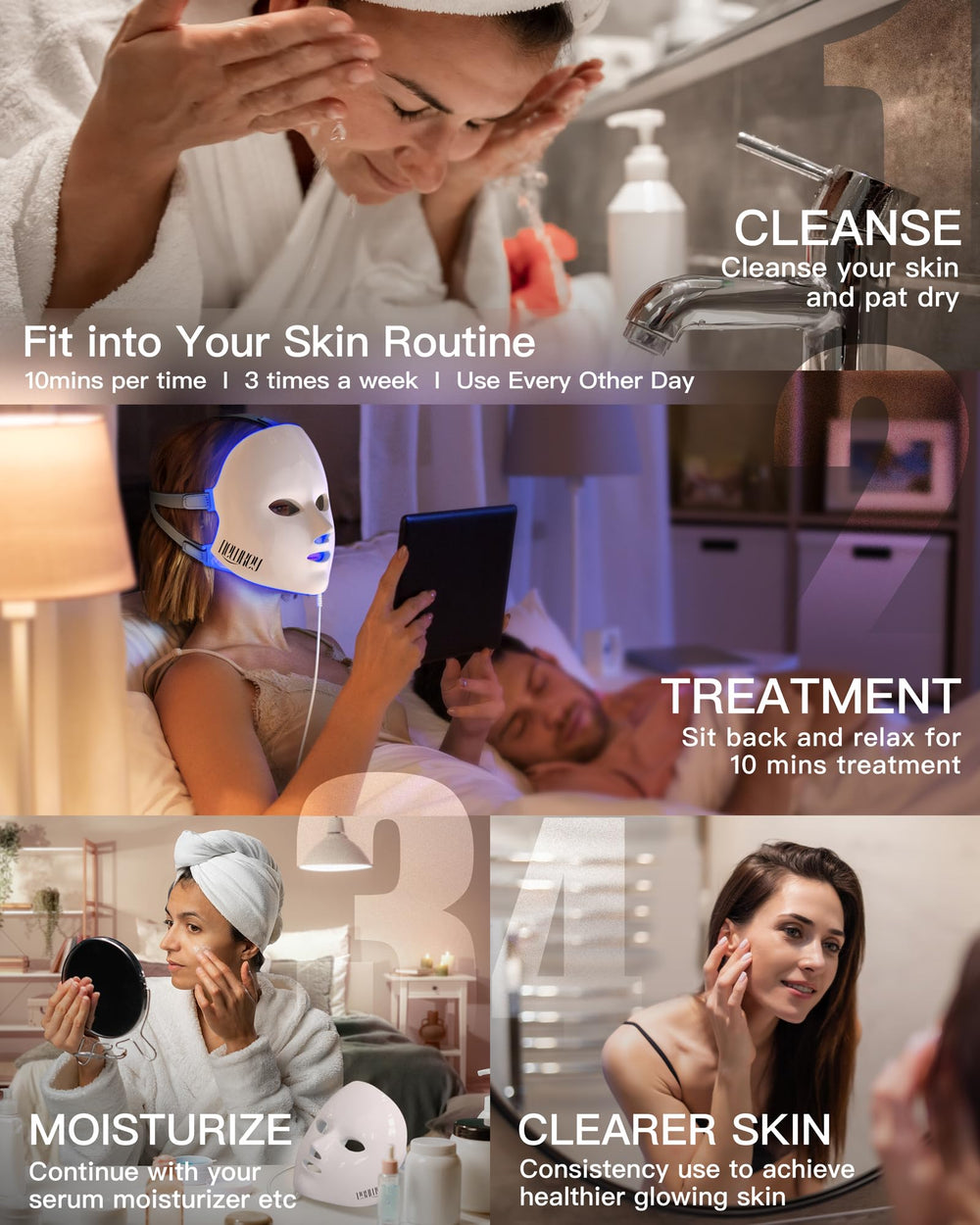 NEWKEY máscara luz facial, tono de piel más uniforme tras uso regular