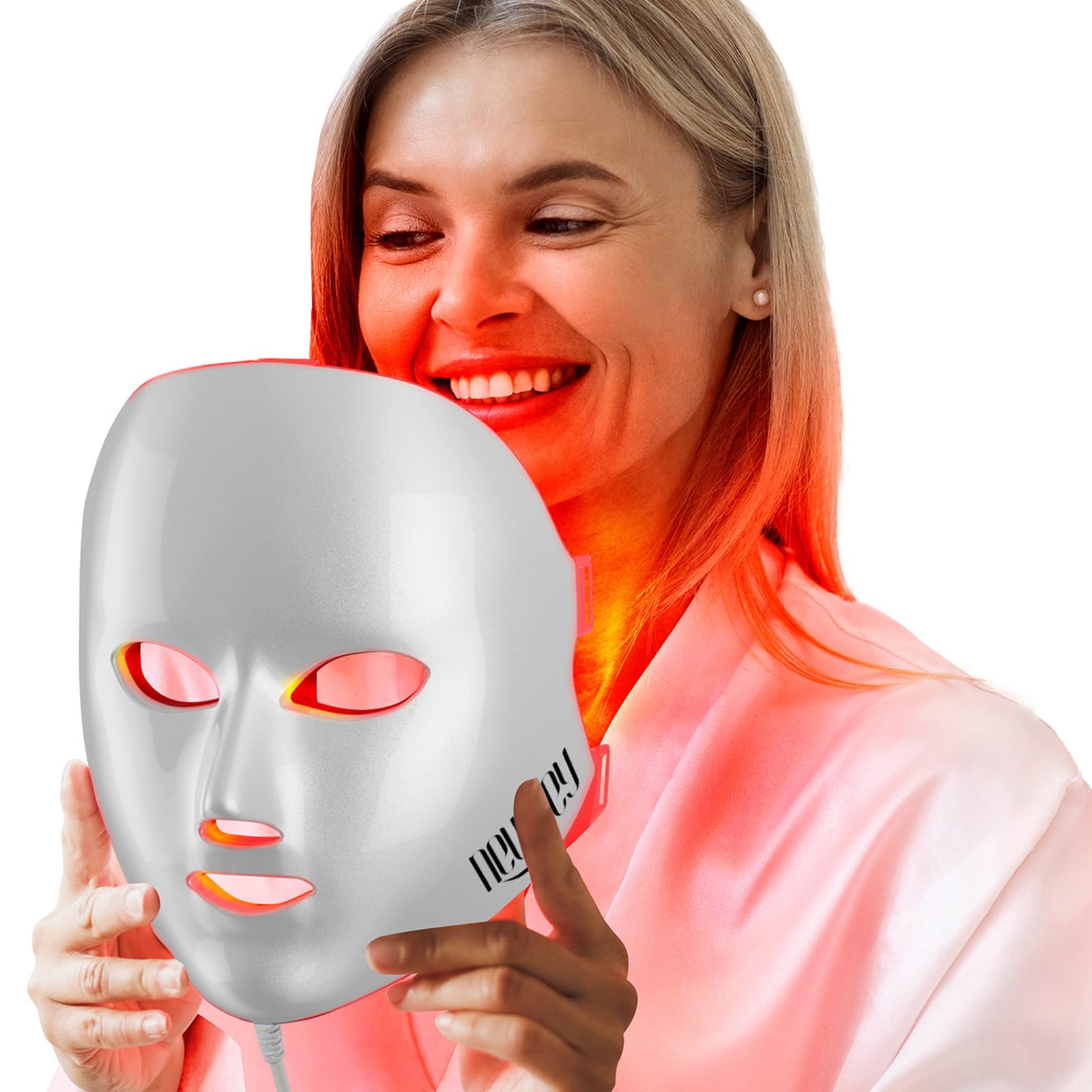 NEWKEY mascarilla facial con luz azul en frente para piel propensa al acné.