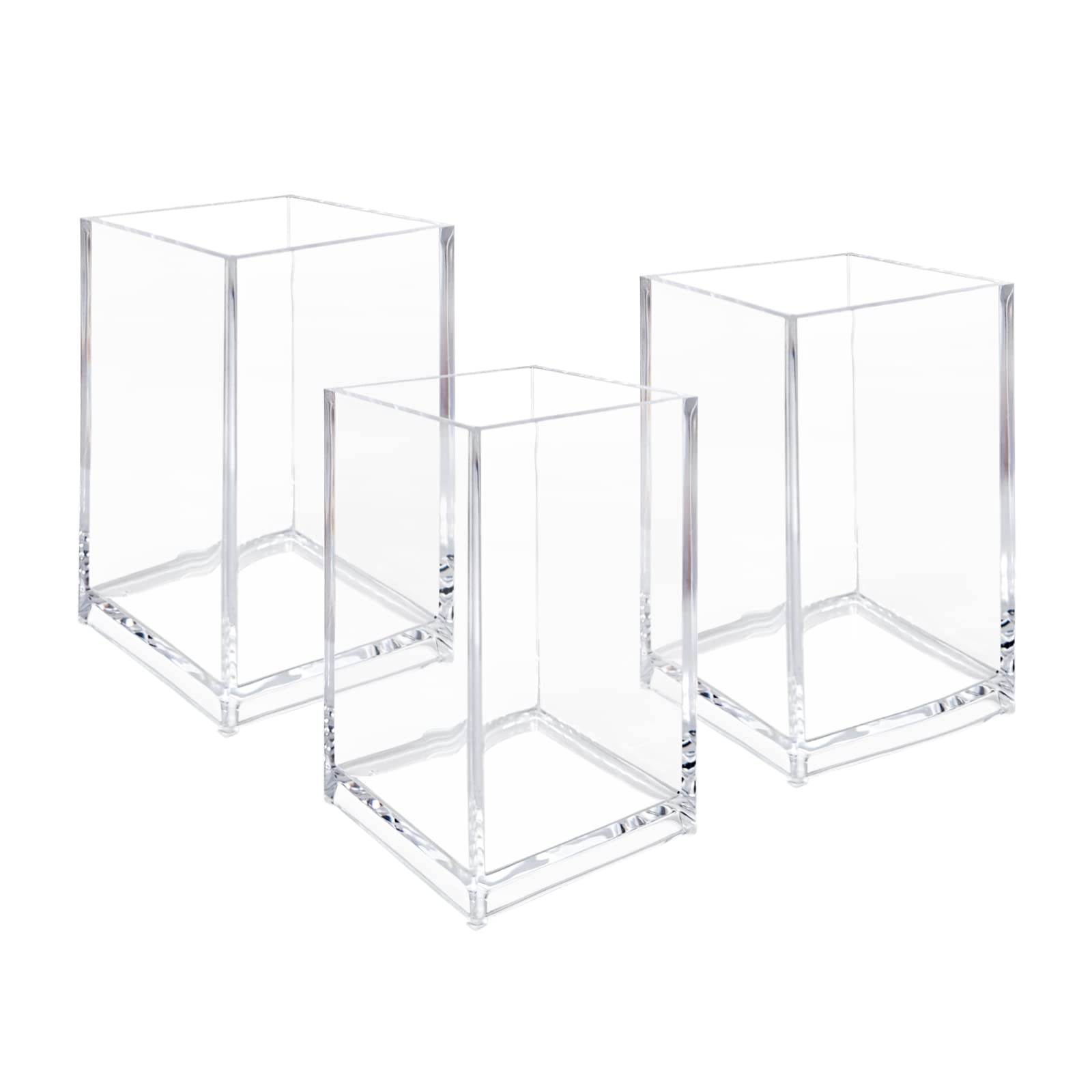 Newkita porta brochas acrílico transparente para escritorio organizado.