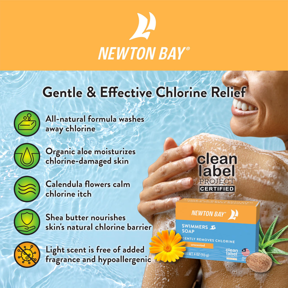 Newton Bay Jabon Nadadores con calendula, calma irritaciones de la piel.