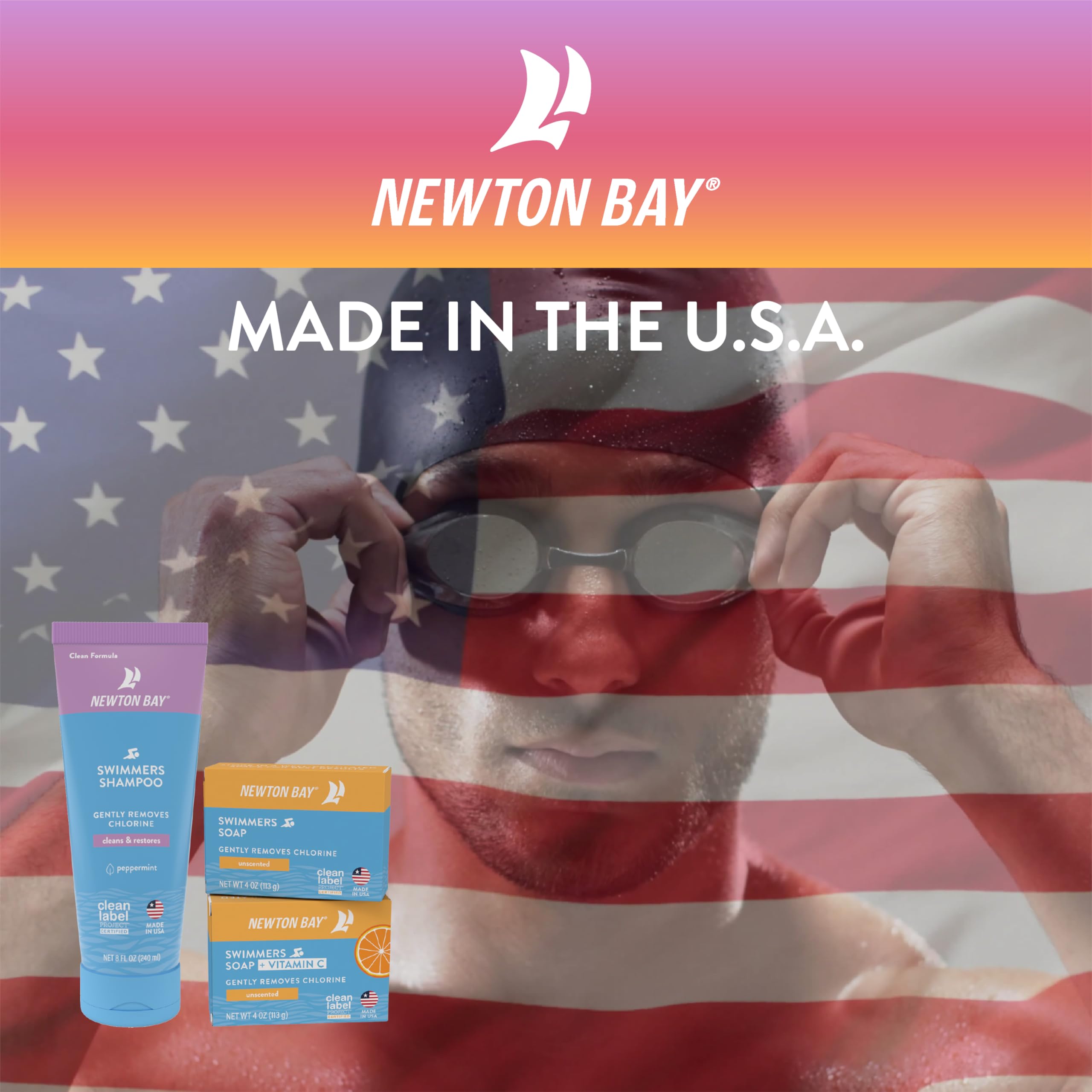 Newton Bay Jabon Nadadores, hecho en Estados Unidos, calidad responsable.