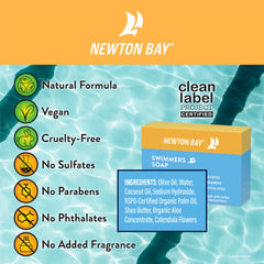 Newton Bay Jabon Nadadores con manteca de karité, hidratación profunda.