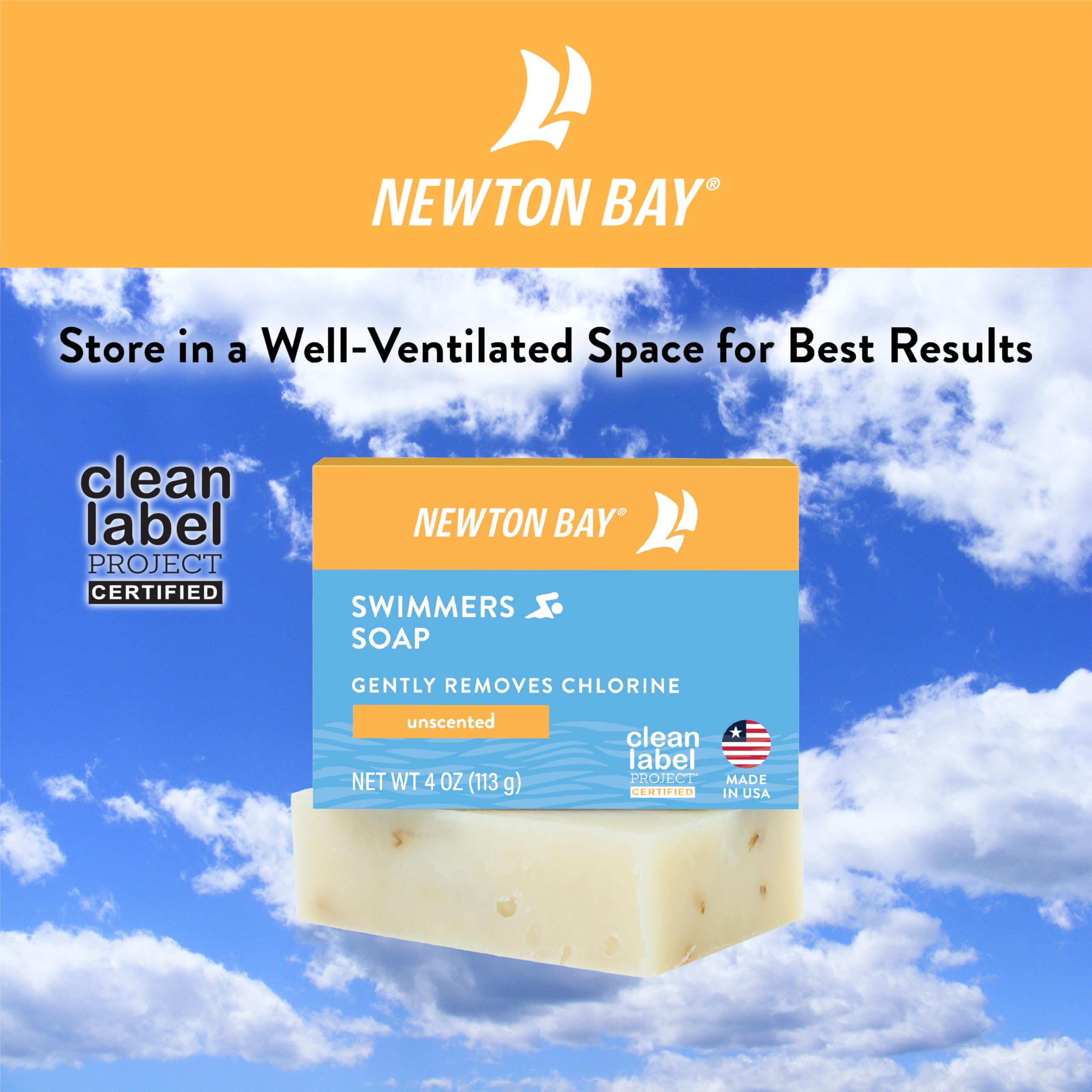 Newton Bay Jabon Nadadores sin fragancia, opción ideal para piel sensible.