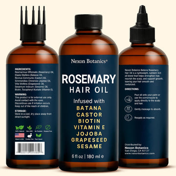 Aceite de Romero de Nexon Botanics, aplicación en la palma para masaje estimulante del cuero cabelludo.