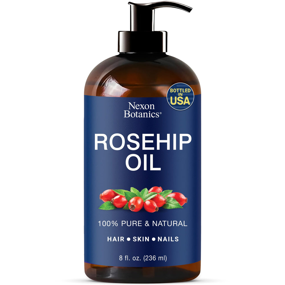 Nexon Botanics aceite rosa mosqueta en botella oscura hidrata suavemente la piel