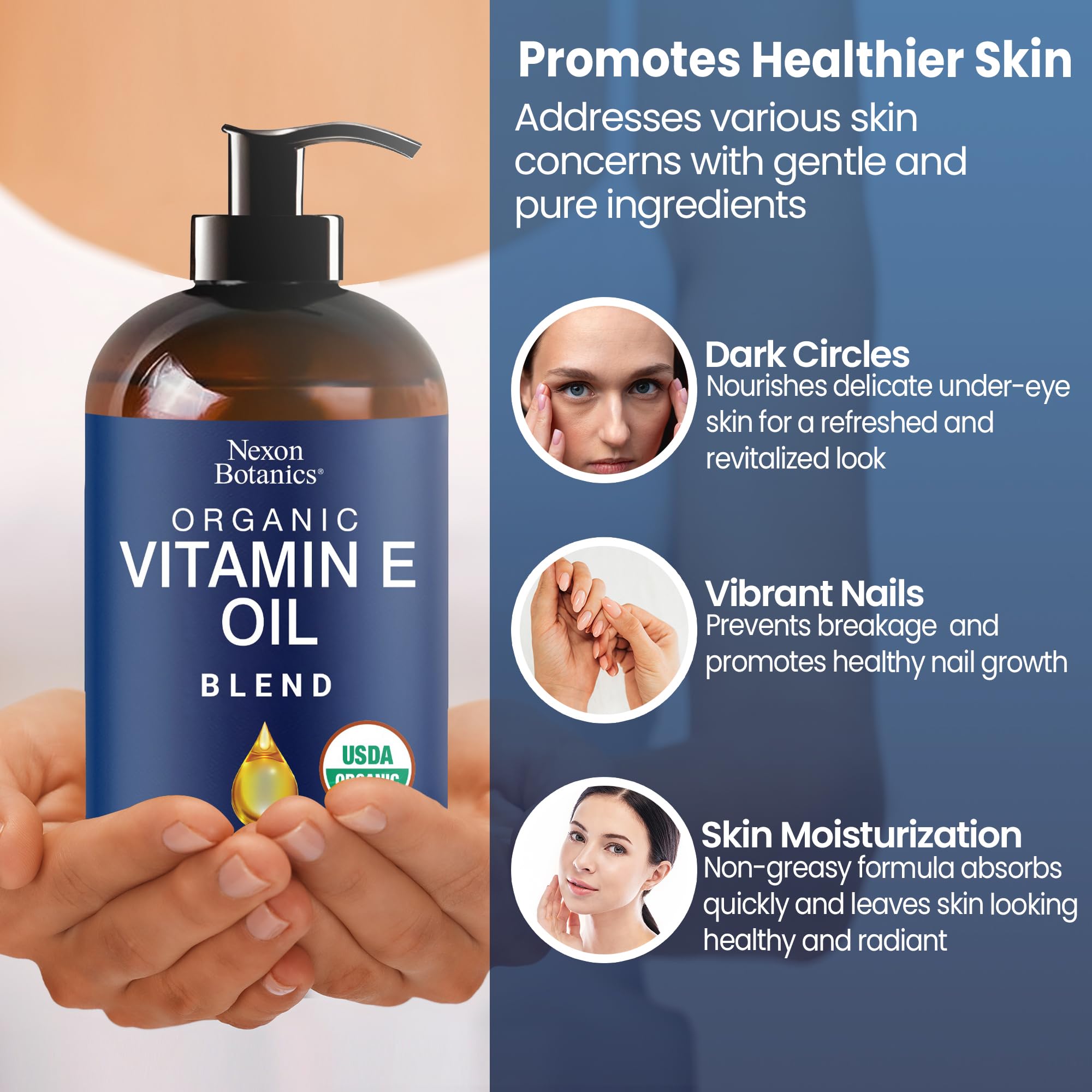 Nexon Botanics Vitamina E para hidratación de piel seca y sensible.