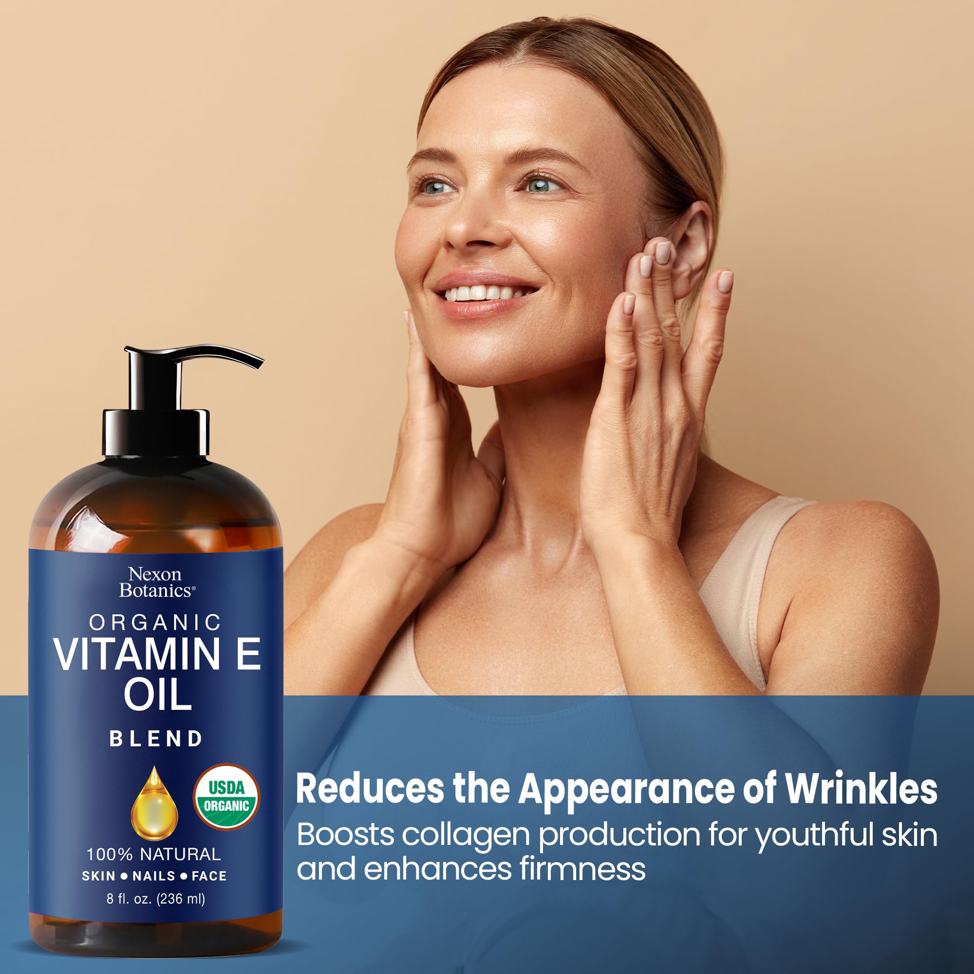 Nexon Botanics Vitamina E, hecha en EE. UU., libre de químicos.