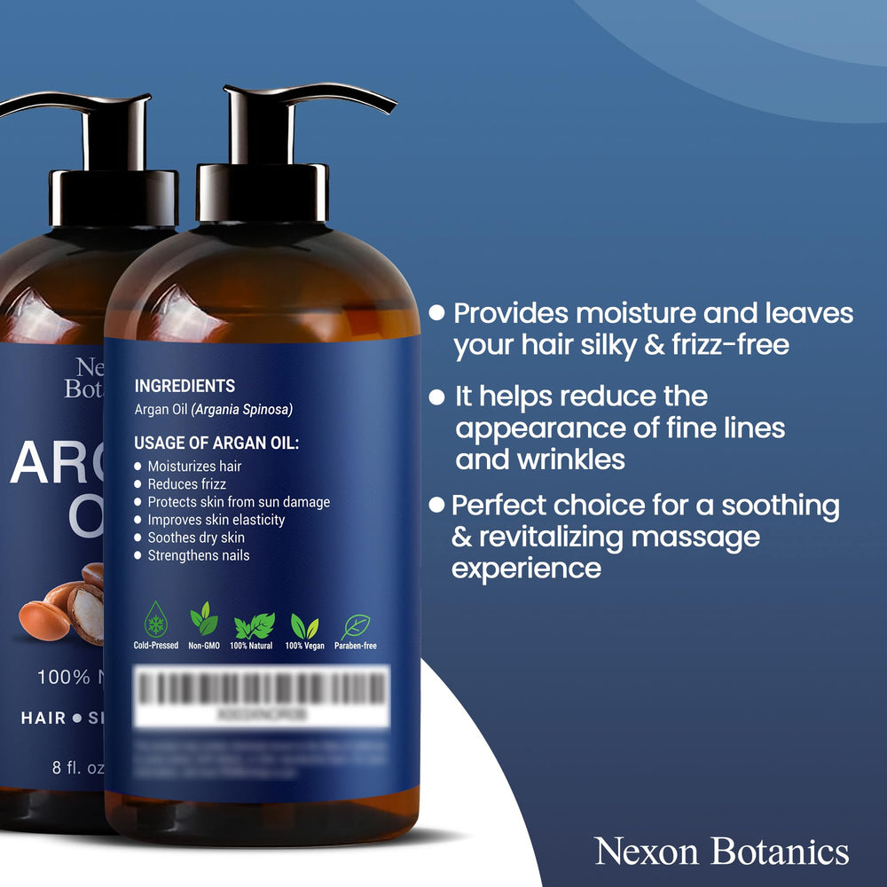 Nexon Botanics Aceite de Argán en botella ámbar protege nutrientes