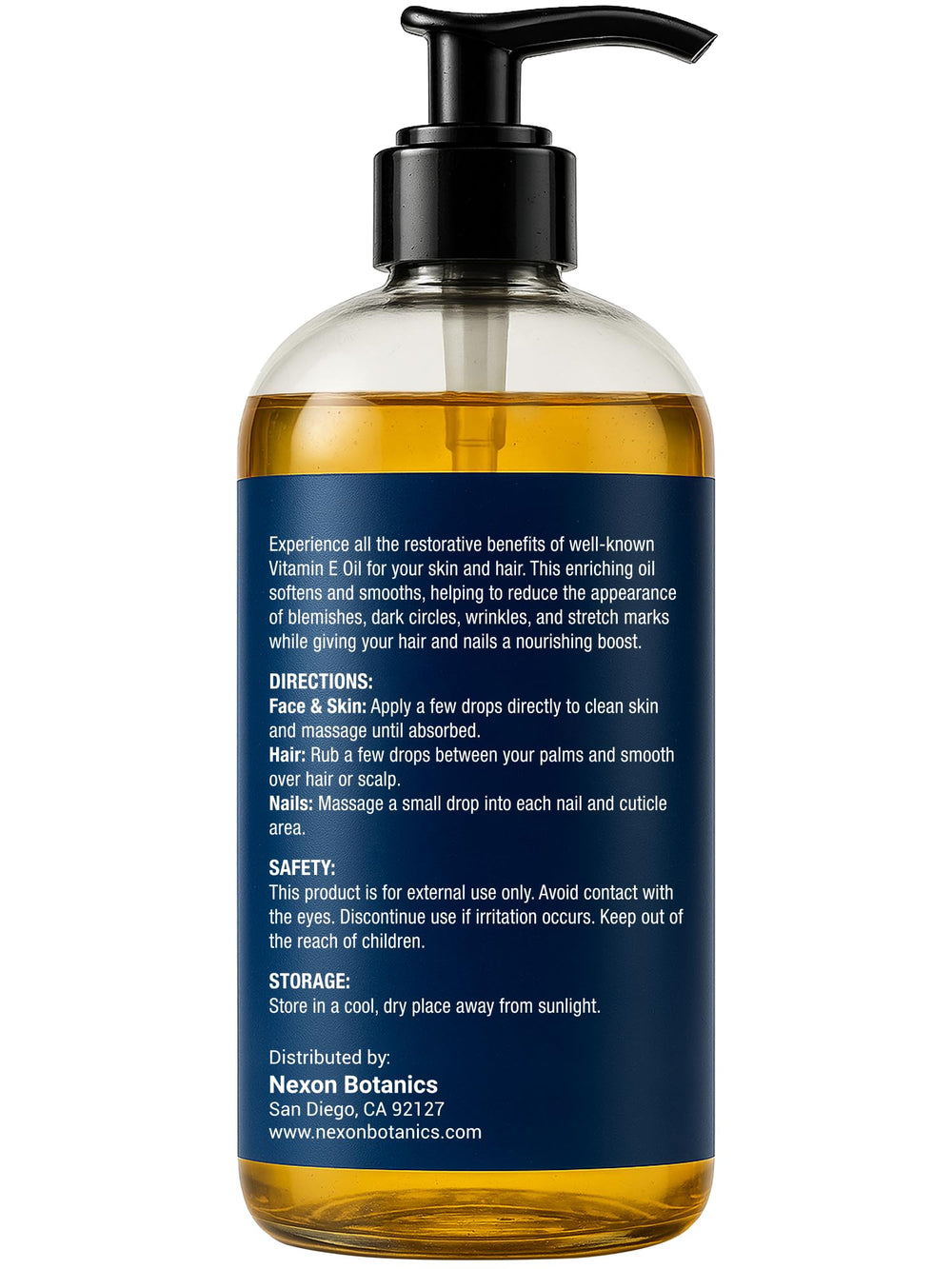 Fragrance-free packaging of Nexon Botanics Vitamin E Oil for sensitive skin