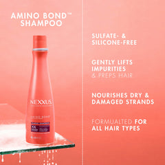 Aplicación de Nexxus Amino Bond en el cabello para acondicionar.