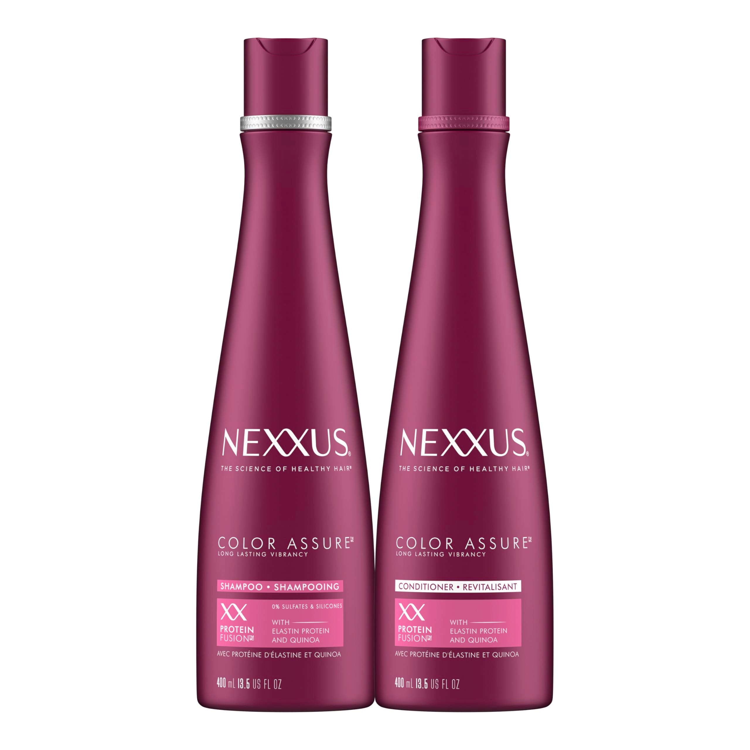 Nexxus Color Assure champú en botella, mantiene color vibrante entre lavados