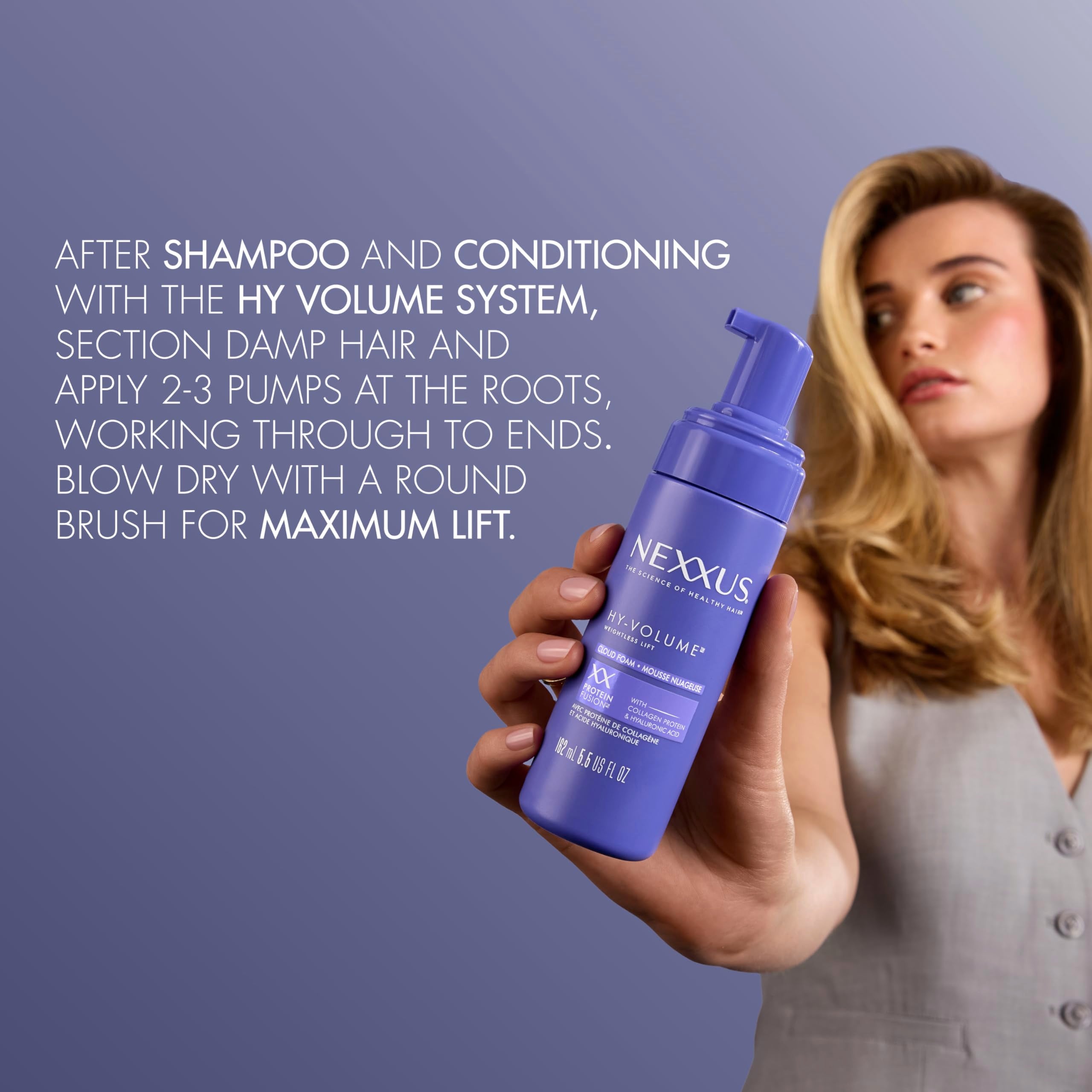 Nexxus Hy-Volume Cloud Foam: libre de alcohol para cabello suave