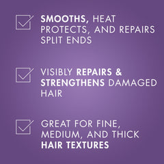 Nexxus Keraphix aplicación en cabello mojado para reparación.