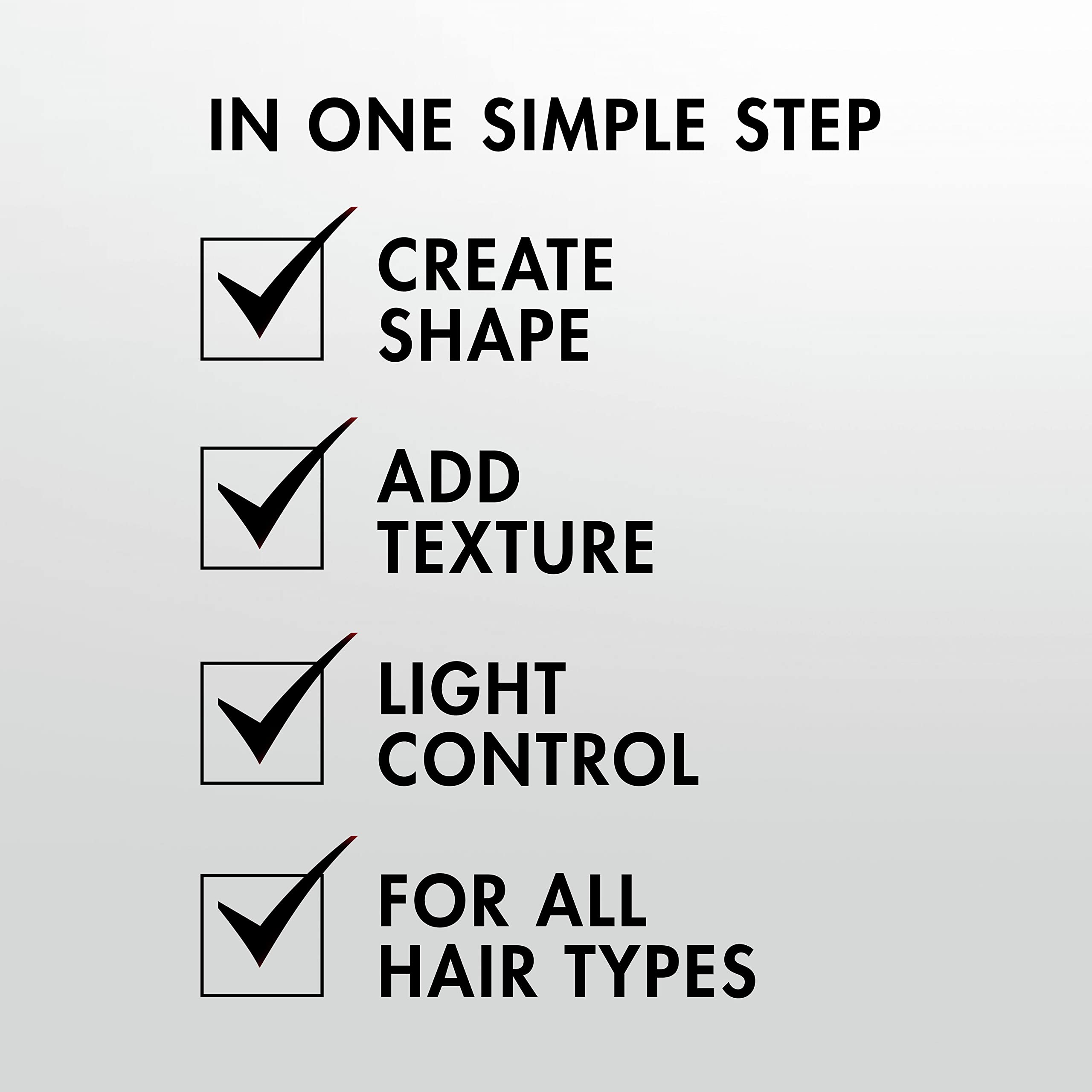 Nexxus Multiestilador Forma y Definición: aplica media cantidad en cabello húmedo o seco.