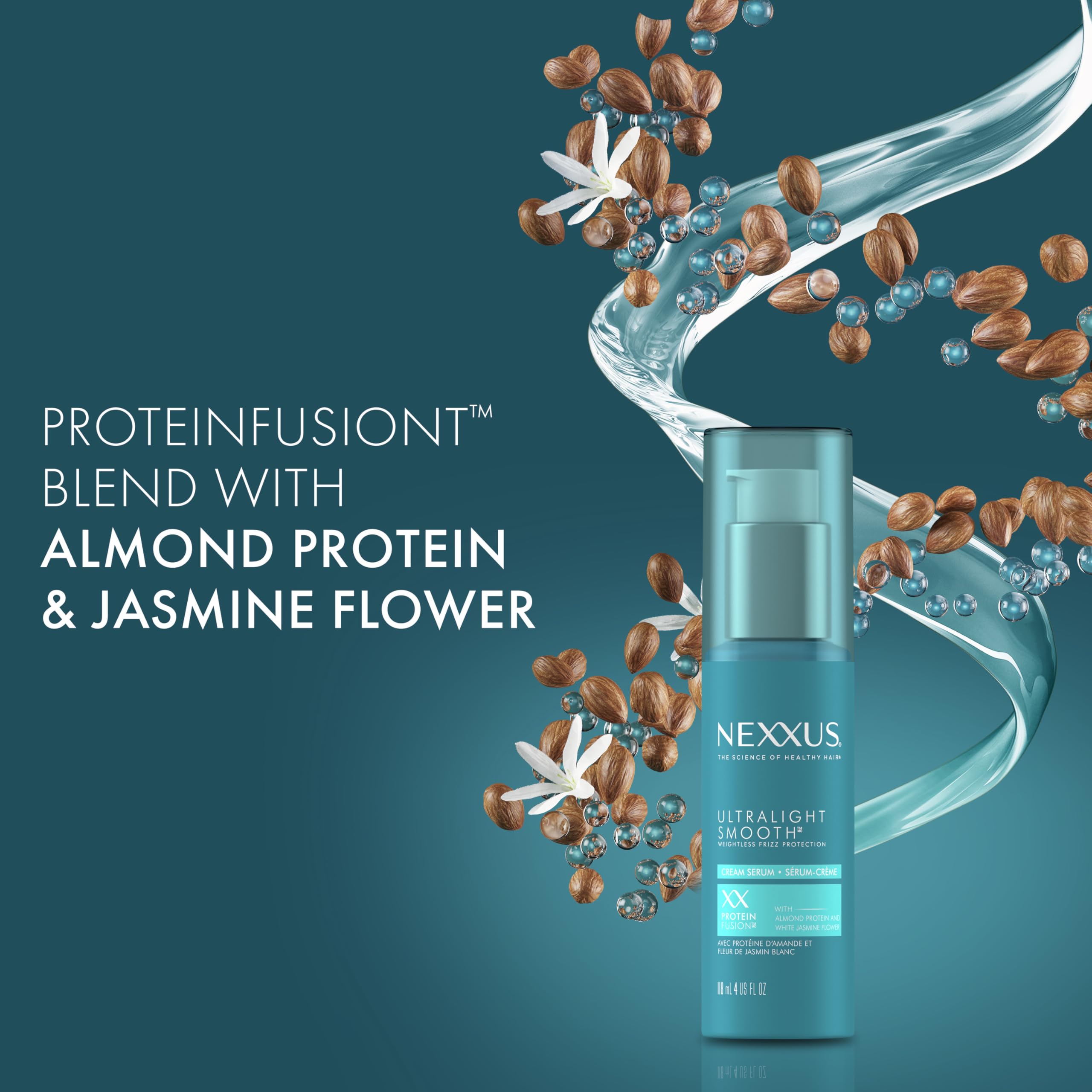 Nexxus Ultralight Smooth proteina-almendra, ingrediente clave, aporta suavidad.