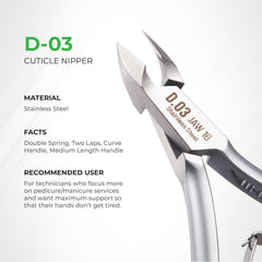 Nghia Cuticle Nipper D-03 JAW 14, acero inoxidable duradero para uso prolongado.