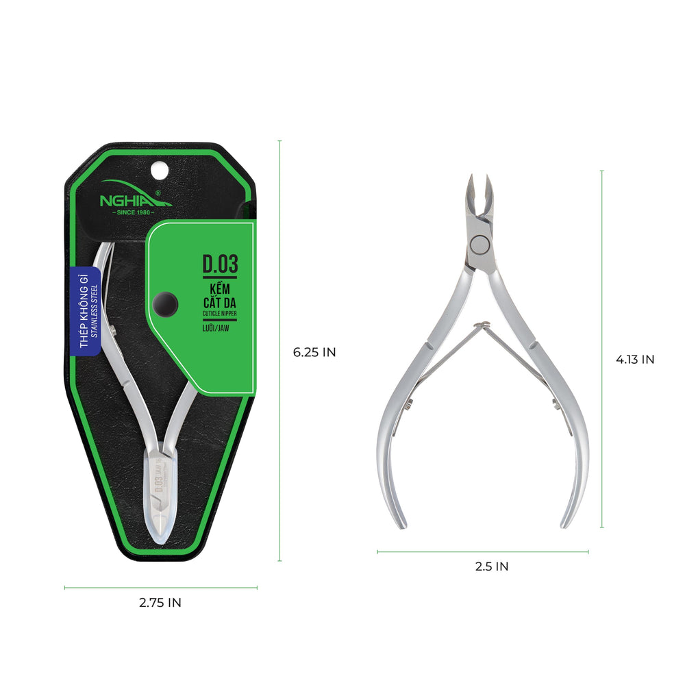 Nghia Cuticle Nipper D-03 JAW 14, mango curvo para agarre cómodo.