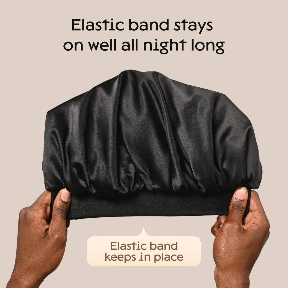 Niagara bonete negro 36 cm, protección contra el encrespamiento para rizos.