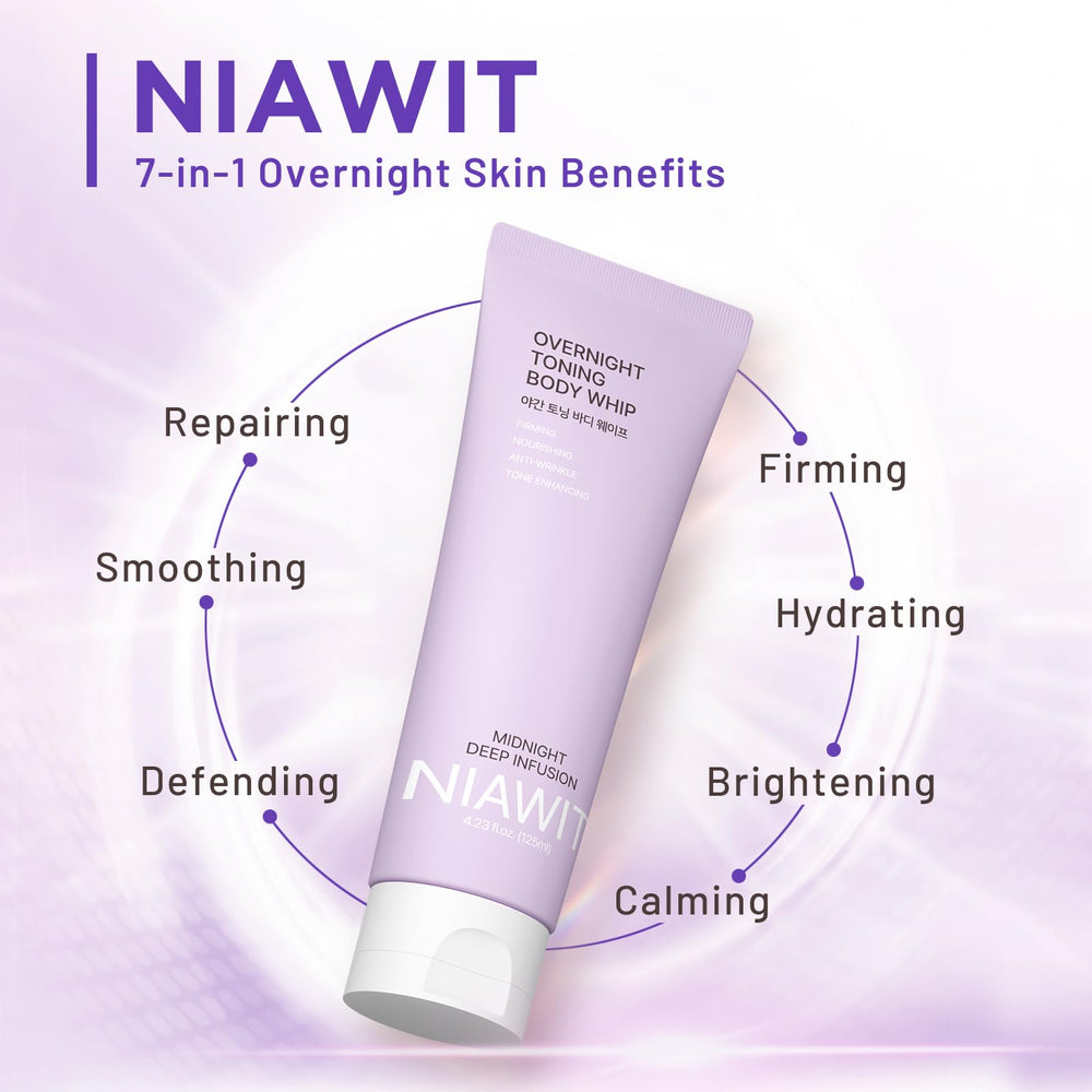 NIAWIT Crème nocturne tonifiante pour le ventre, cible le crepé et hydrate en profondeur.