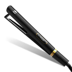 Nicebay plancha titanio 1 pulgada vista frontal, diseño ergonómico para uso diario.