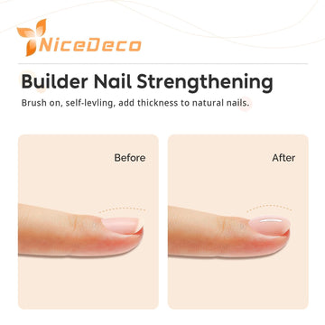 Nicedeco: base de gel de goma en aplicación para uñas fortalecidas.