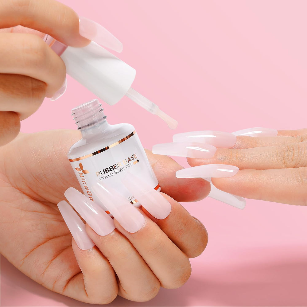 Reparación suave de uñas débiles con Nicedeco Rubber Base.