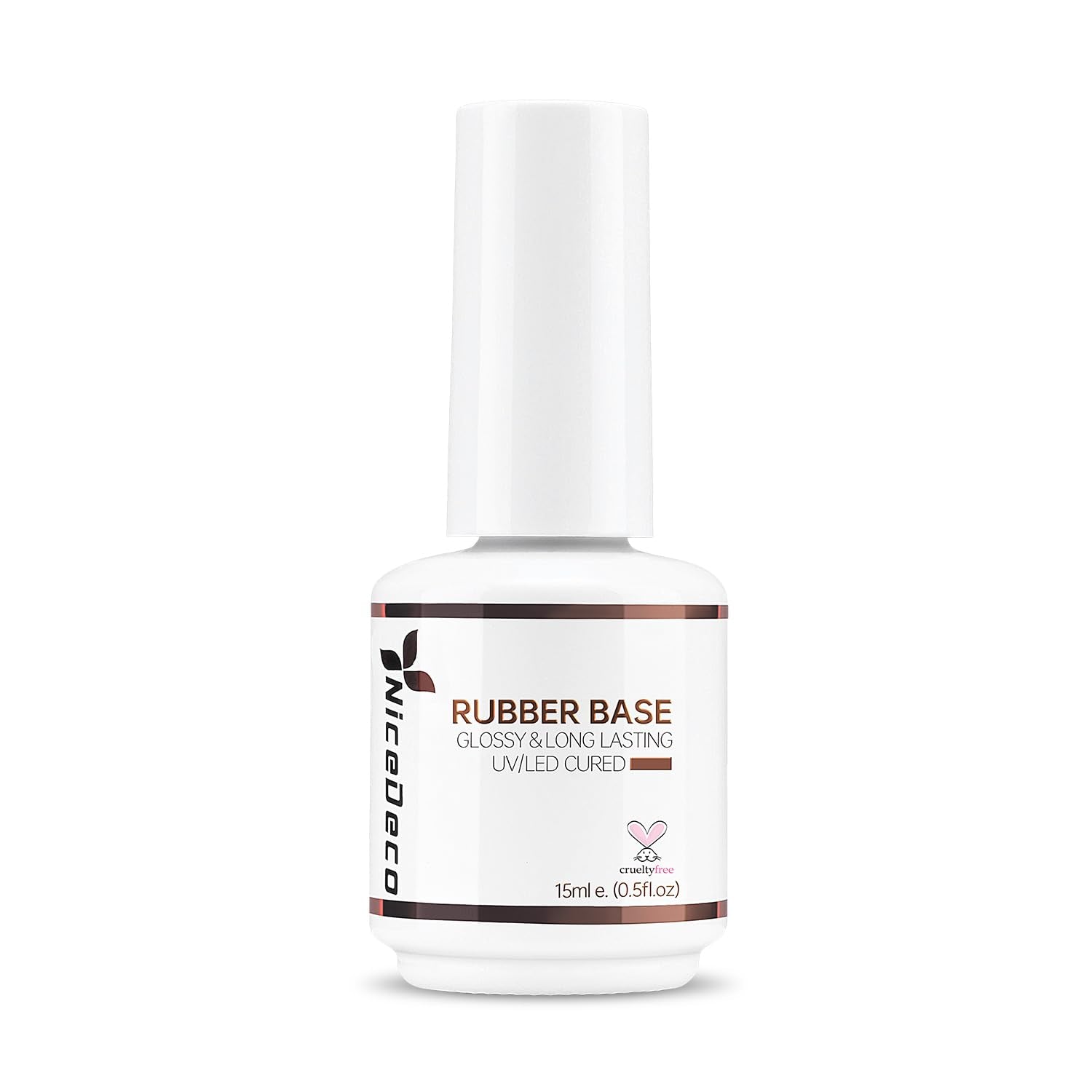 Nicedeco Rubber Base en bote de 15 ml para base duradera.