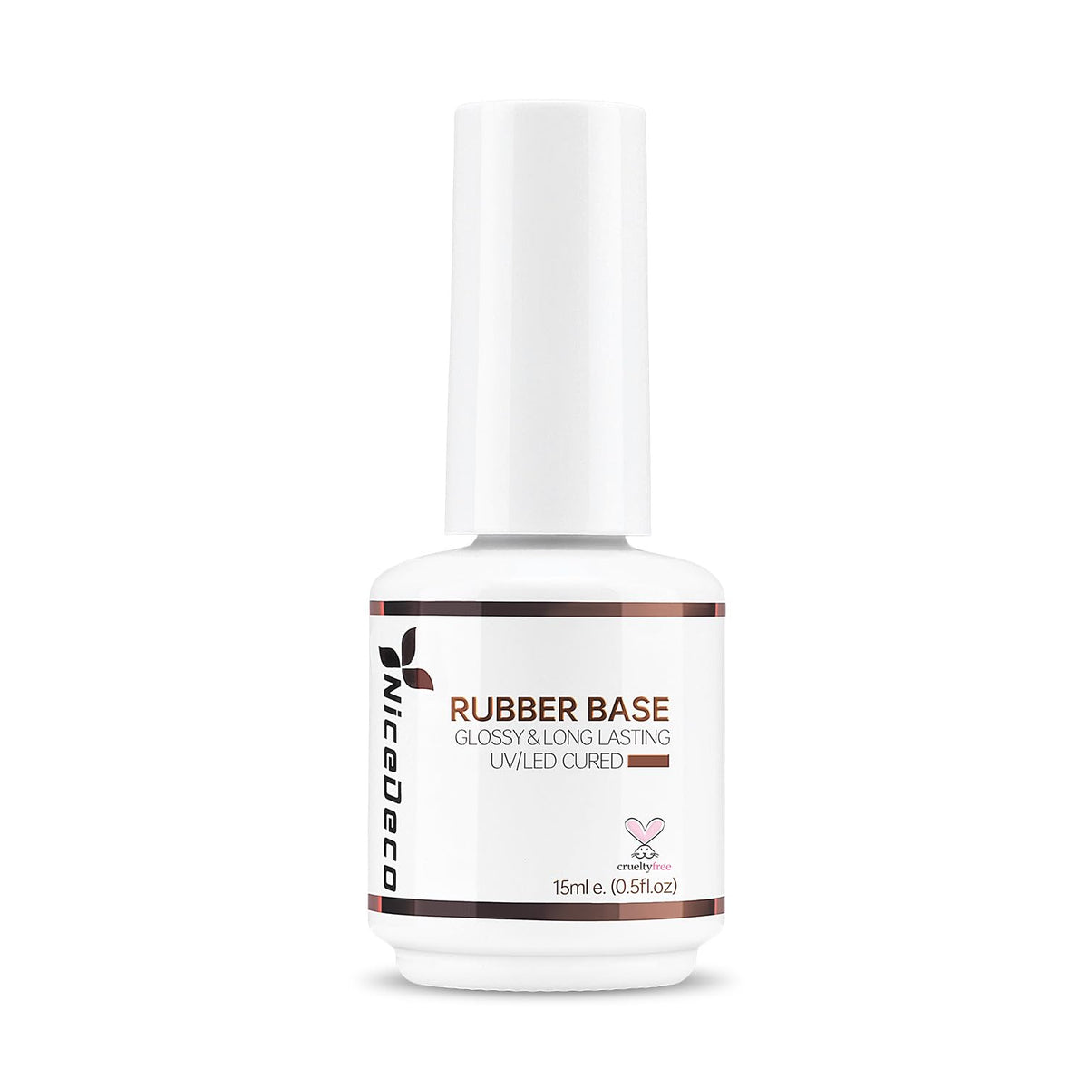 Nicedeco Rubber Base en bote de 15 ml para base duradera.