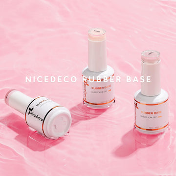 Nicedeco Rubber Base como base 4 en 1 para uñas irregulares.