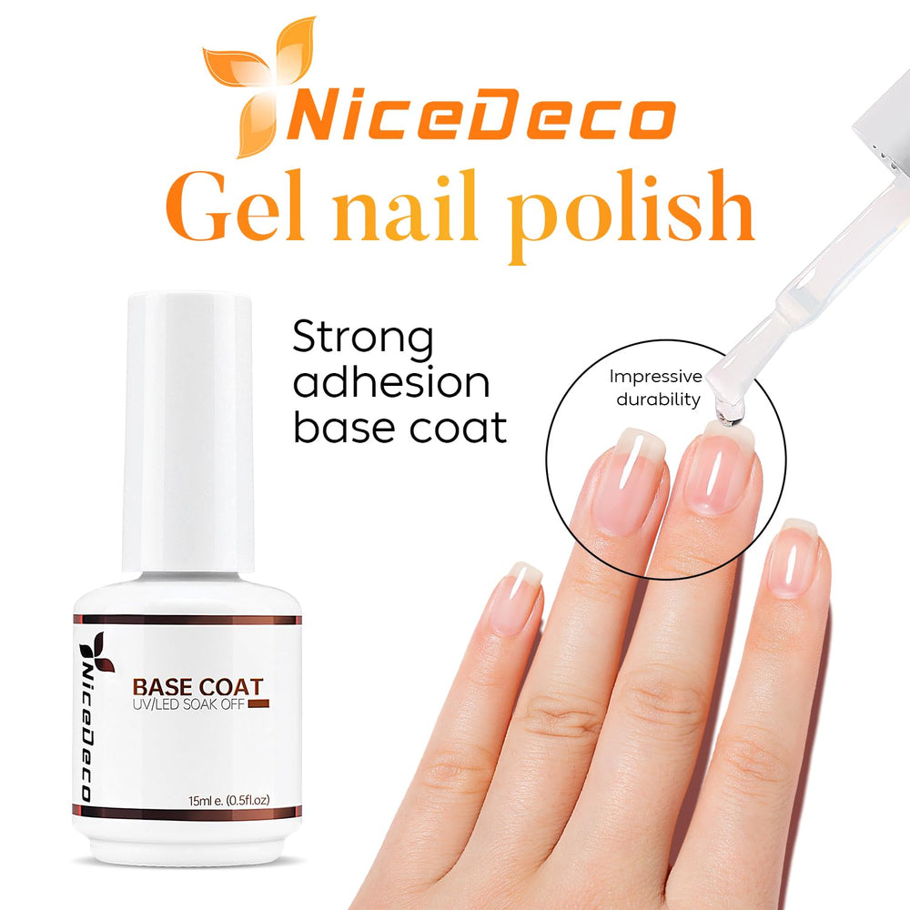 Conjunto base y capa gel Nicedeco para uñas resistentes