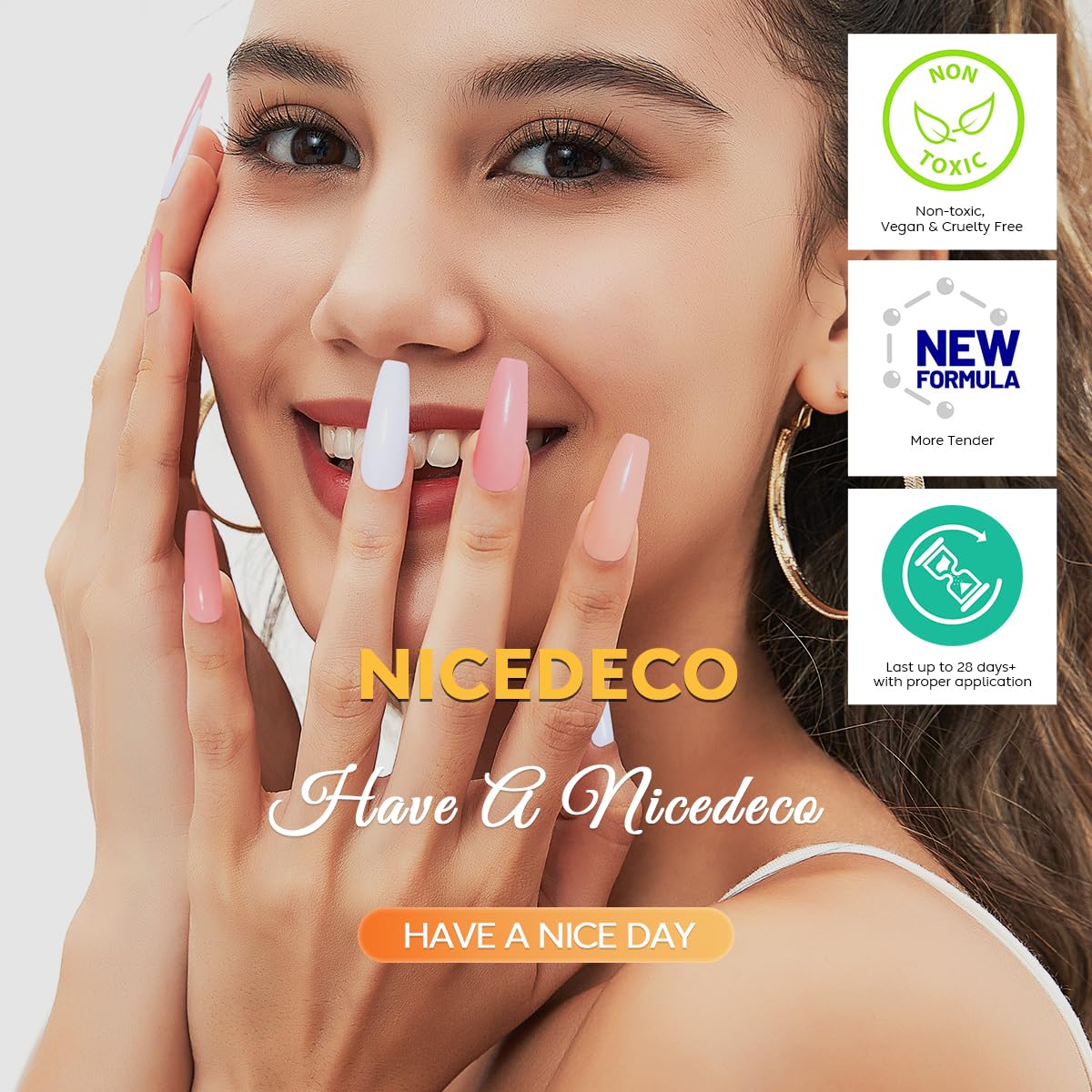 Muestra de uñas con gel Nicedeco para prueba de uso