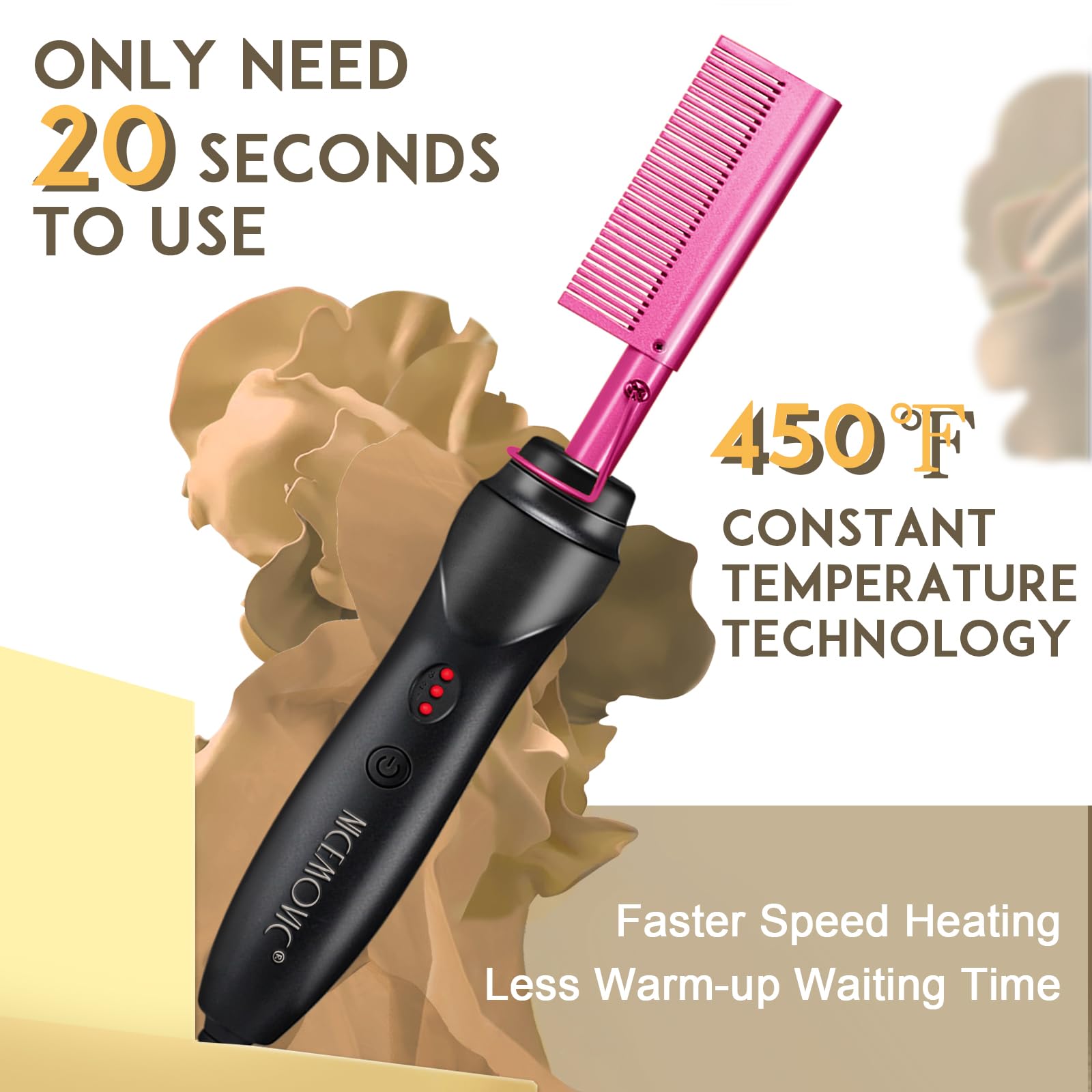 NICEMOVIC cepillo cerámico ideal para pelo natural con acabado liso.