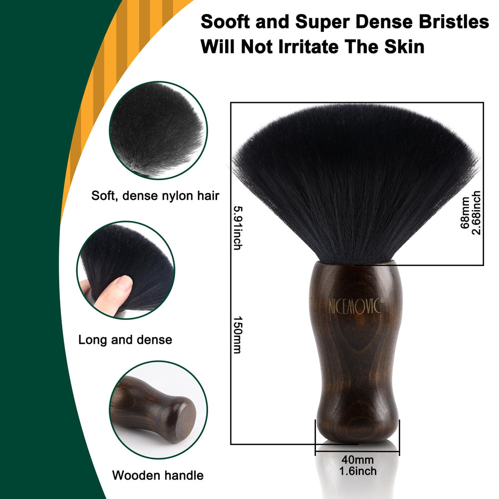 NICEMOVIC cepillo barbero mango de madera para manejo cómodo